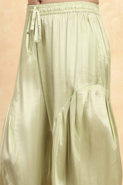 Sea Green Polyester Straight Solid Suit Set image number 2