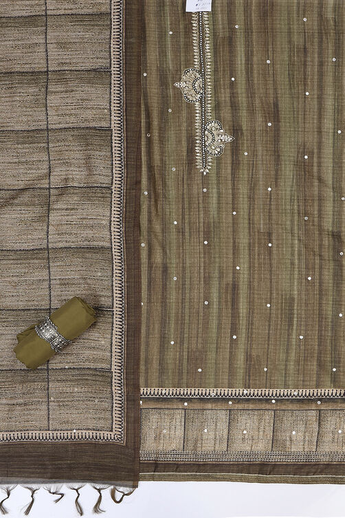 Wine Silk Blend Printed Embroidered Unstitched Suit Set image number 1