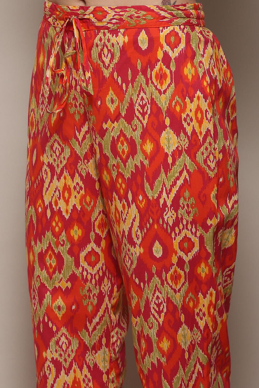 Coral Cotton Straight Kurta Pant Suit Set image number 2