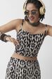 Black Cotton Printed Straight Crop Top