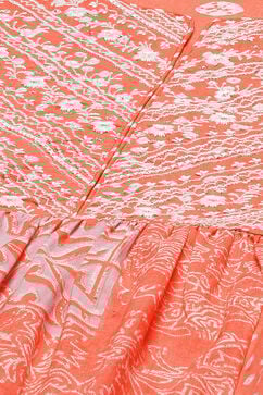 Coral Art Silk Flared Printed Short Kurti image number 1