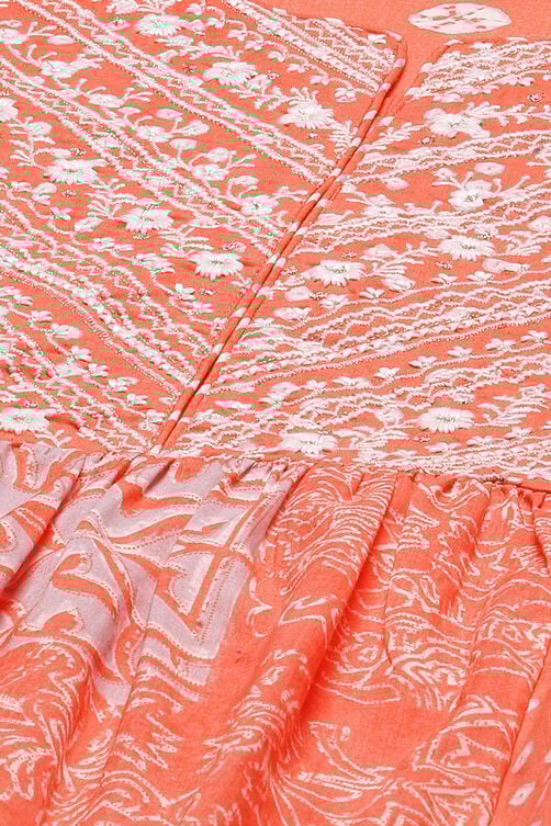 Coral Art Silk Flared Printed Short Kurti image number 1