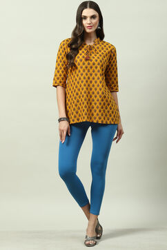 Blue Solid Knitted Leggings image number 5