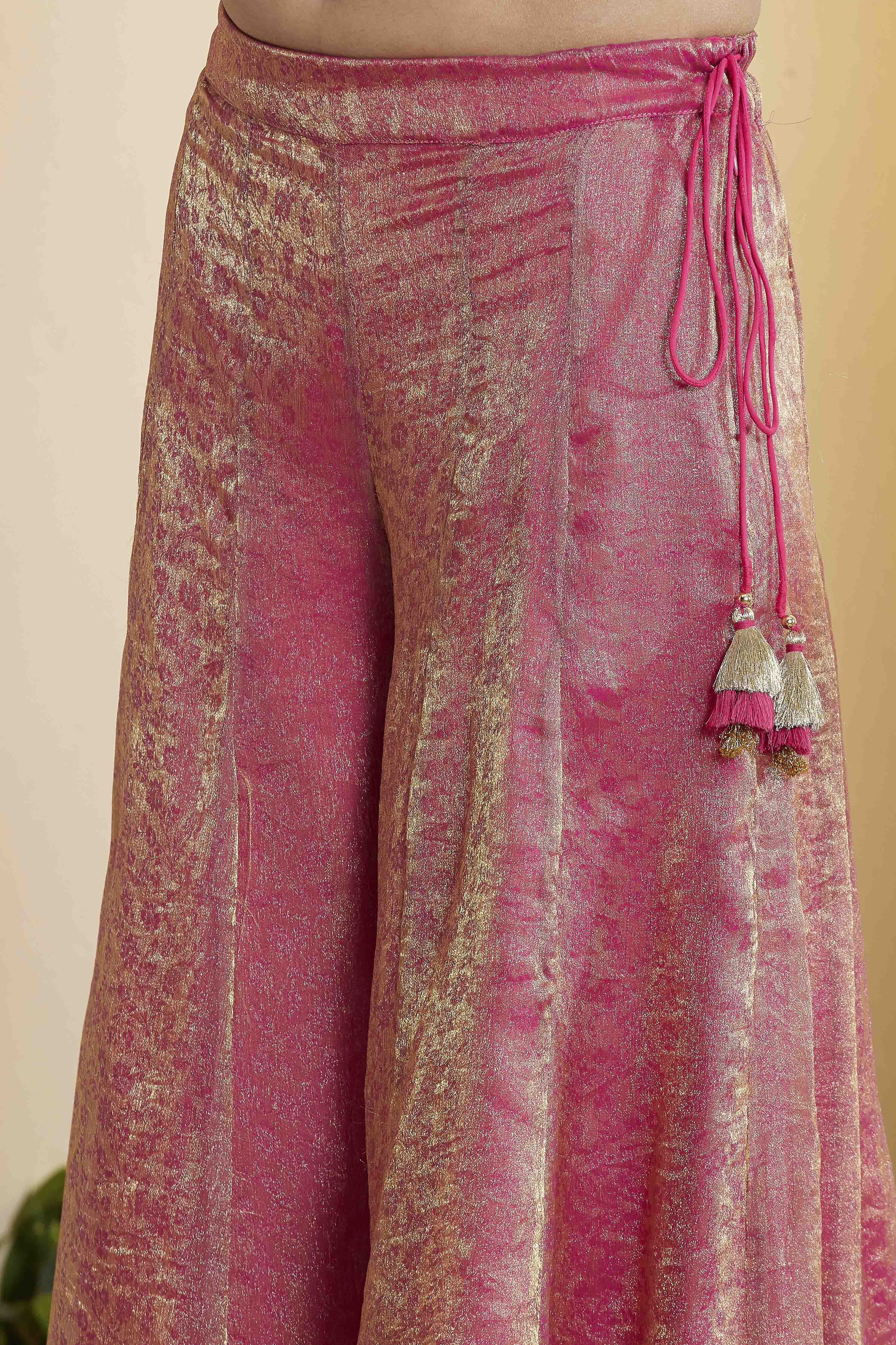 Fuchsia Viscose Blend Embroidered Fusion Set image number 2