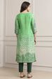 Green LIVA Straight Printed Kurta image number 3