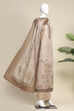 Peach Chanderi  Neck Patti Unstitched Suit Set image number 4