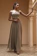 Grey Polyester Floral Embroidered Lehenga Set image number 6
