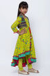 Lime Green Cotton Asymmetric Kurta Churidar Suit Set image number 3