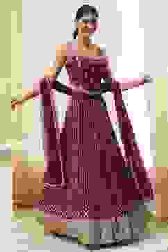 Burgundy Georgette Lehenga Set  image number 5