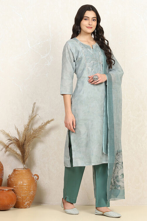 Pink Cotton Unstitched Suit Set image number 6