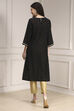 Black Metallic Pattern Straight Kurta image number 3