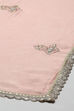 Peach Organza Printed Unstitched Suit Set image number 4