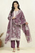 Purple Cotton Unstitched Suit Set image number 1