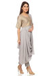 Wine Art Silk Anarkali Kurta Slim Pant Suit Set image number 3