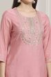 Light Pink Viscose Rayon Straight Suit Set image number 1