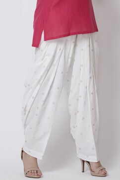 Off White Cotton Solid Salwar image number 1