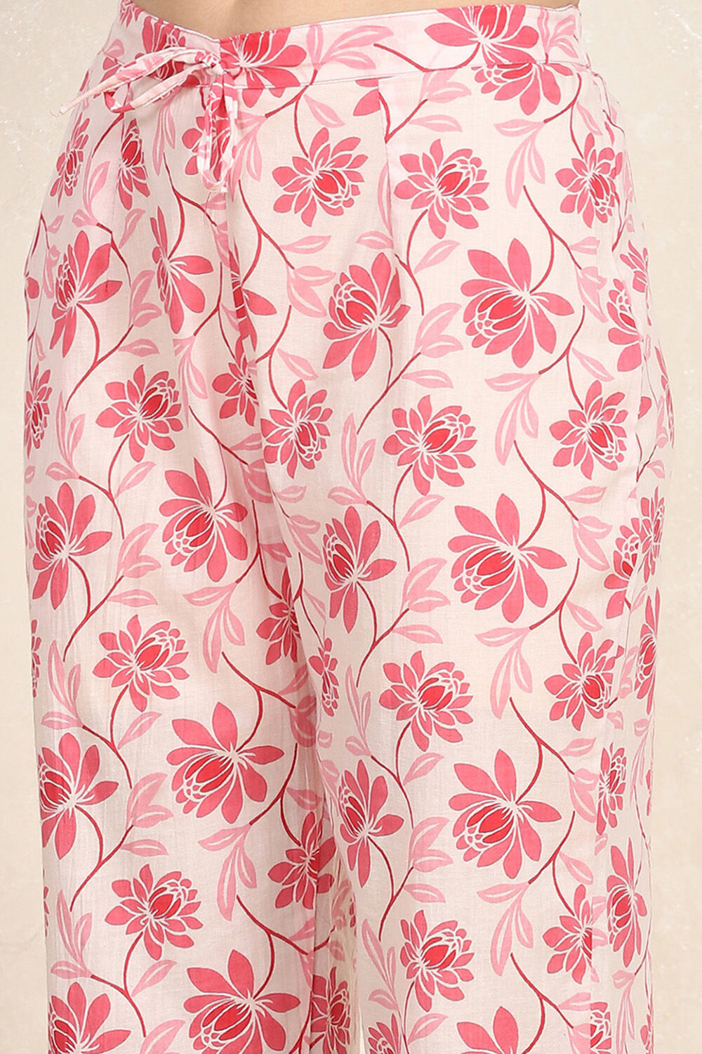 Pink Cotton Screen-Printed Unstitched Suit Set image number 3
