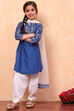 Blue and White Cotton Printed Straight Suit Set image number 0