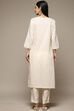 Off White Cotton Straight Kurta image number 2