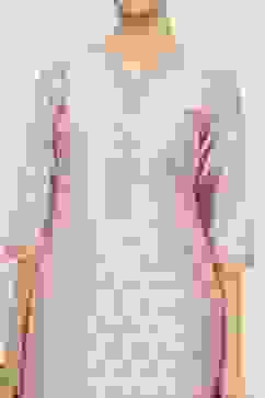 Beige Silk Blend Banarasi Unstitched Suit Set image number 2