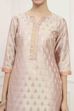 Beige Silk Blend Banarasi Unstitched Suit Set image number 2