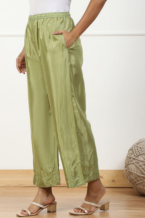 Mint Green Shantoon Straight Palazzo image number 2
