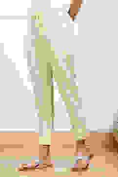 Beige Cotton Solid Regular Pants image number 2