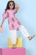 Pink Cotton Printed Straight Suit Set