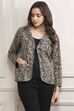 Brown Viscose Straight Printed Jacket