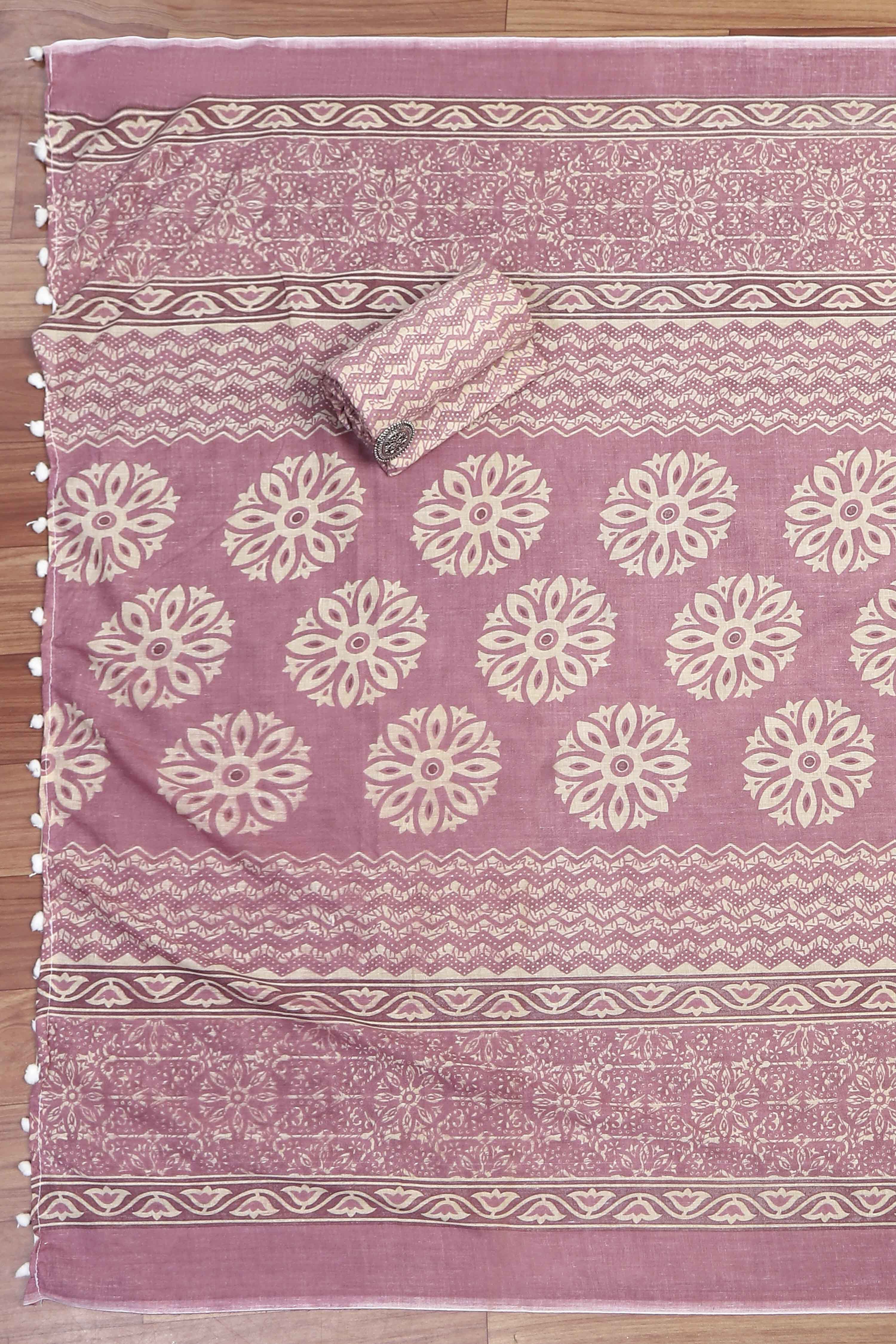 Lilac Cotton Unstitched Suit Set image number 3