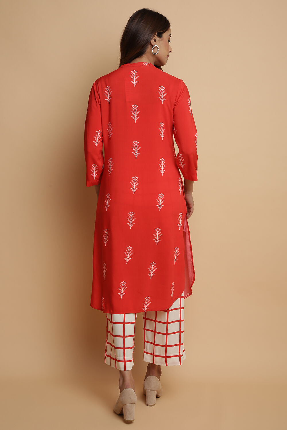 Navy Rayon Straight Kurta Palazzo Suit Set image number 4