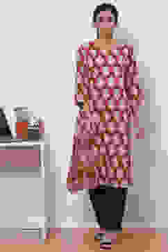 Terracotta Cotton Straight Kurta image number 0