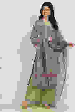 Green Crepe Printed Unstitched Suit Set image number 6