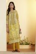 Lime Cotton Straight Kurta