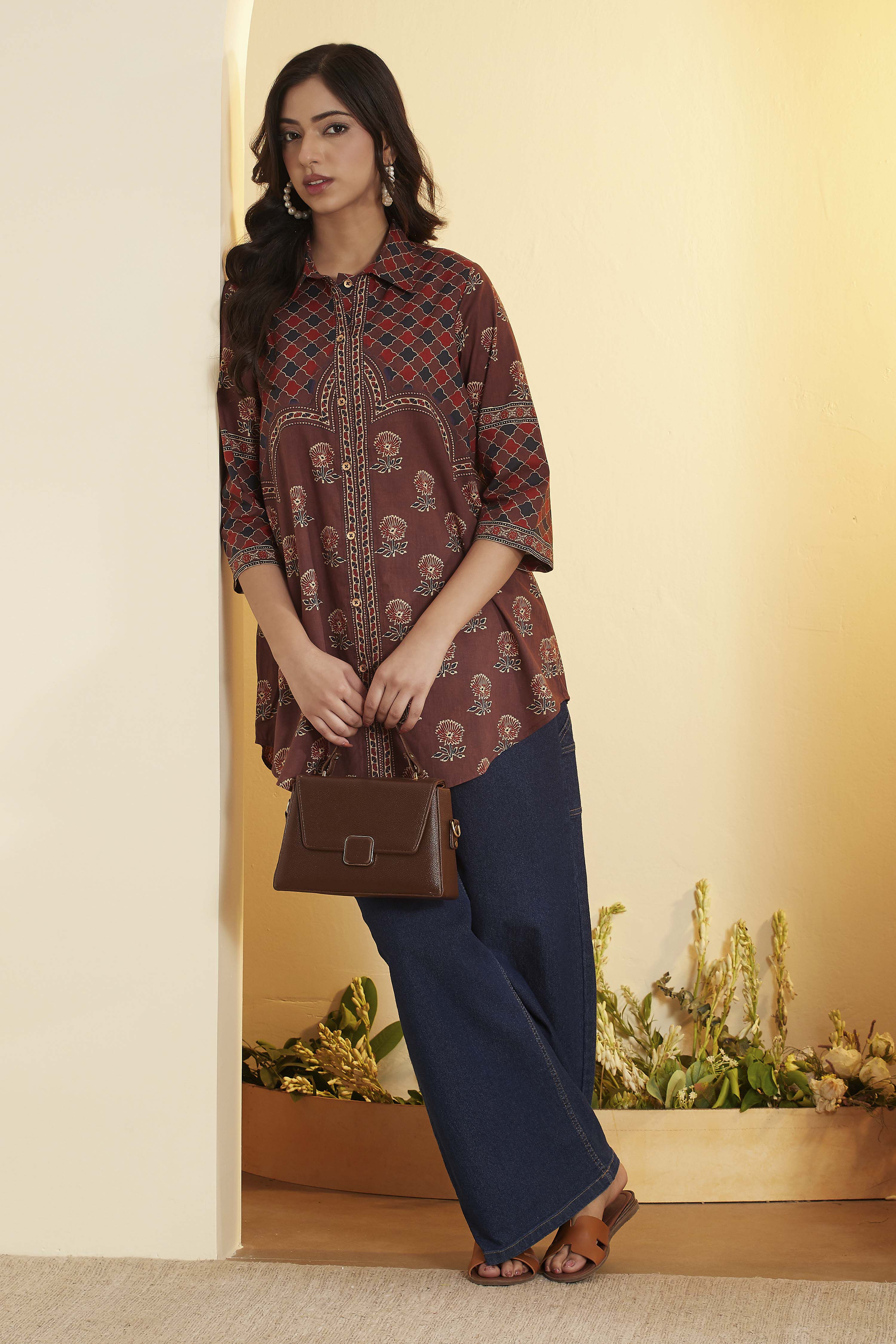 biba Brown Cotton Straight KurtaBrown Cotton Straight Kurta-picture-30