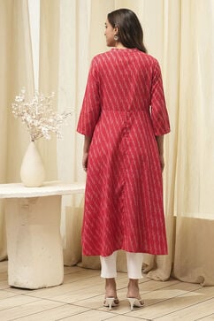 Marron Cotton Short Yarndyed Kurti image number 3