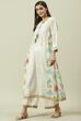 Off White Metallic Cotton A-Line Kurta Palazzo Suit Set image number 3