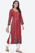 Rust LIVA Straight Printed Kurta image number 3