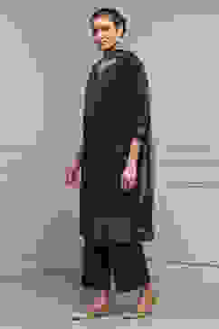 Purple Viscose Blend Straight Printed Suit Set image number 3