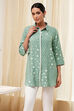 Blue Printed High-Low Short Kurta image number 6