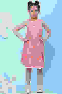 Pink Cotton A-Line Printed Dress image number 0