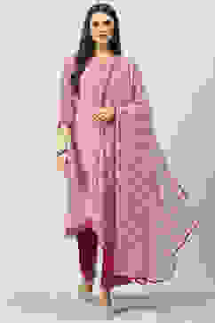 Pink Art Silk Straight Kurta Palazzo Suit Set image number 0