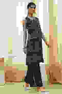 Black Printed Asymmetric Kurta Set image number 5