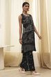 Black Printed Asymmetric Kurta Set image number 5