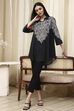 Black Printed Shirt-Style Straight Short Kurta image number 0