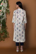 Ivory Cotton Straight Suit Set By Anju Modi image number 3