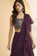 Wine Nylon Gathered Saree image number 1