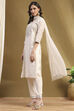 Fuchsia Poly Chanderi Embroidered Festive Straight Suit Set image number 3