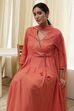 Peach Modal Printed Angrakha Anarkali Suit Set image number 6