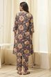 Mustard Cotton Straight Kurta Relaxed Pant Suit Set image number 4